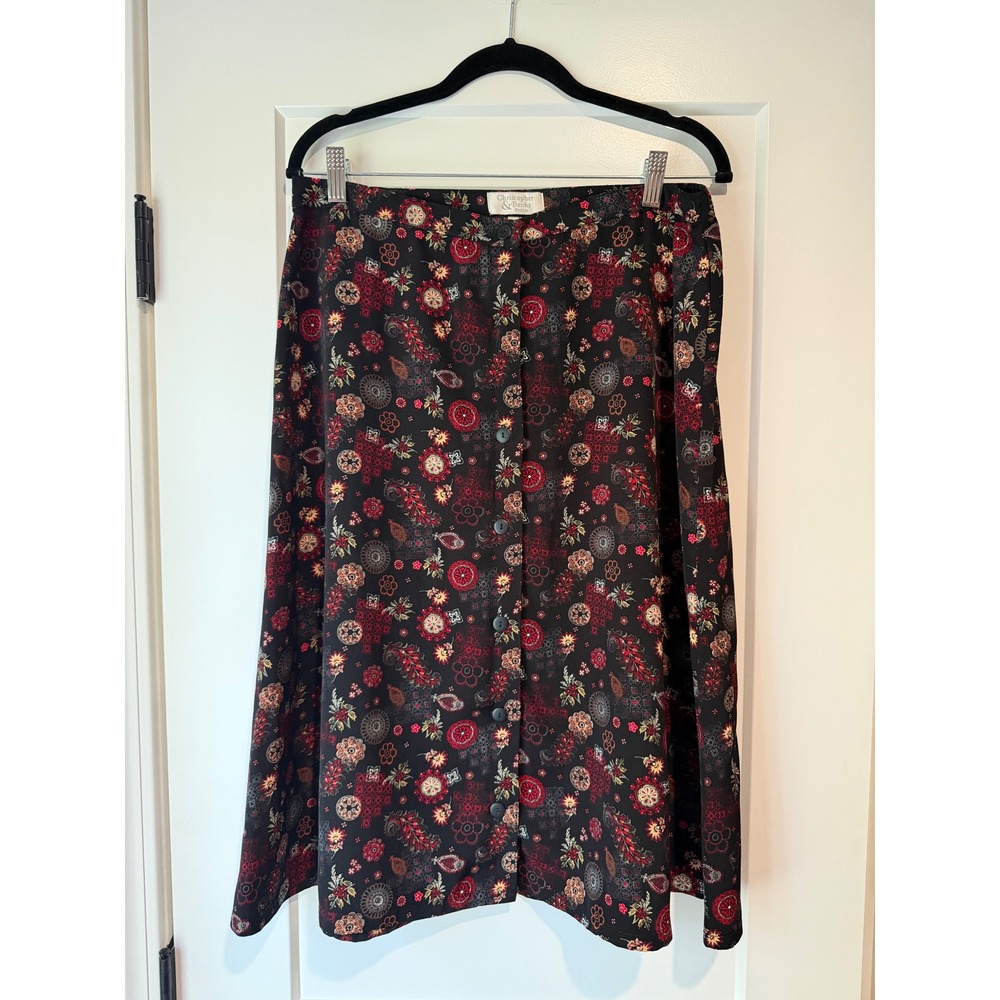 Dark Academia whimsigoth folk art midi skirt 12P vintage Christopher & Banks